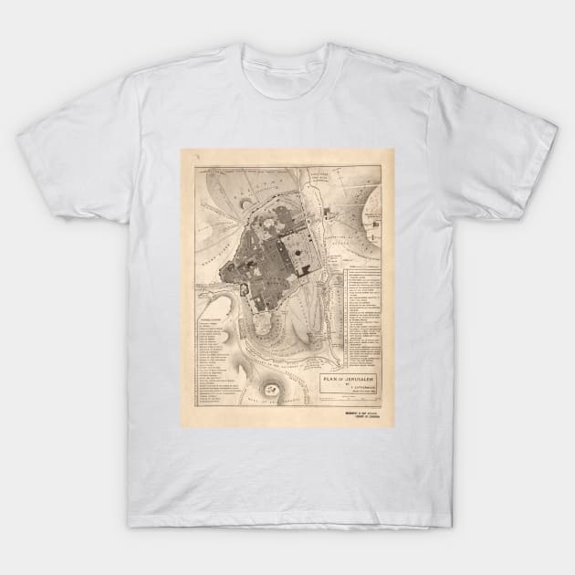 Vintage Map of Jerusalem Israel (1835) T-Shirt by Bravuramedia